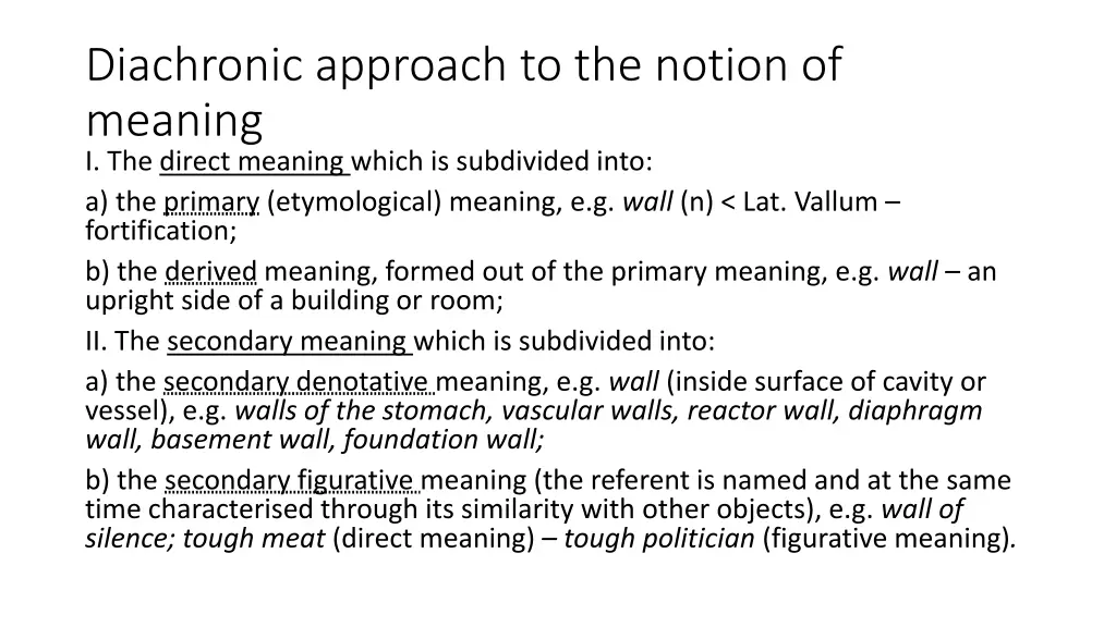 diachronic approach to the notion of meaning