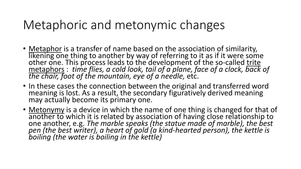 metaphoric and metonymic changes