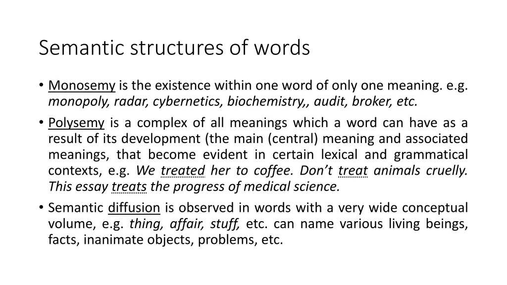 semantic structures of words