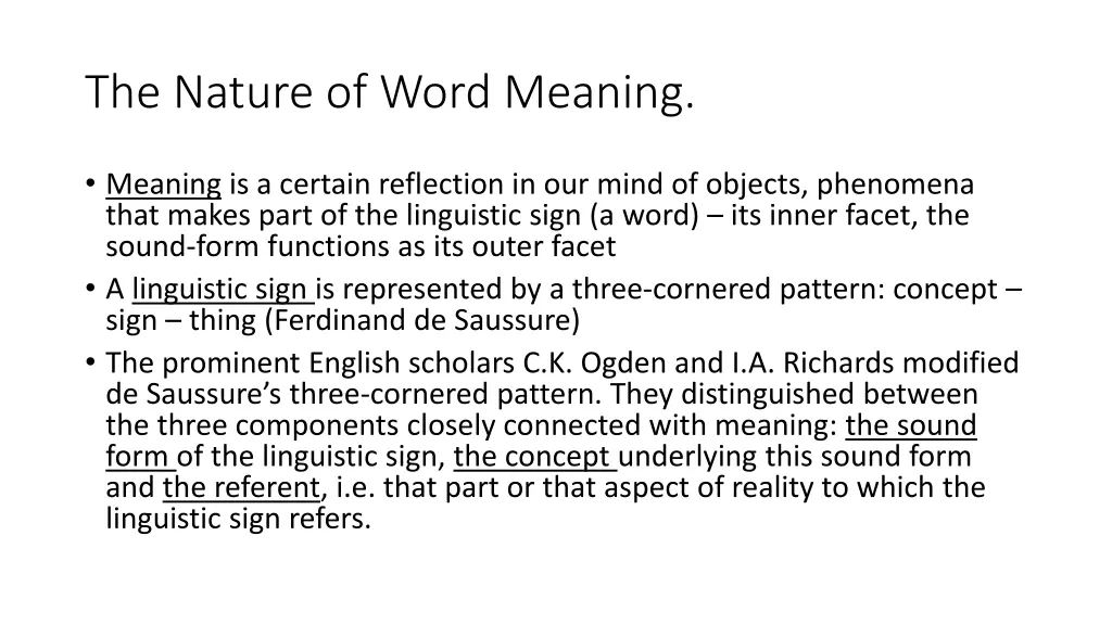 the nature of word meaning 1