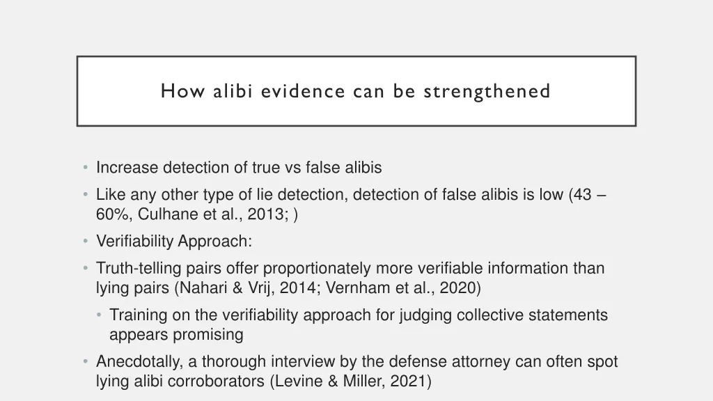 how alibi evidence can be strengthened 2