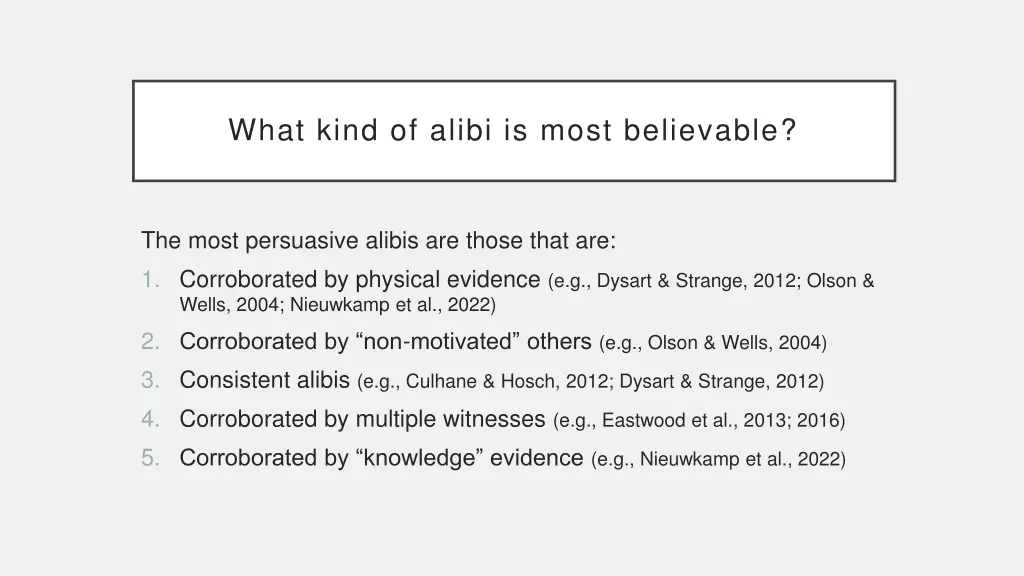 what kind of alibi is most believable