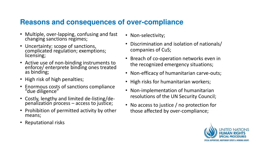 reasons and consequences of over compliance