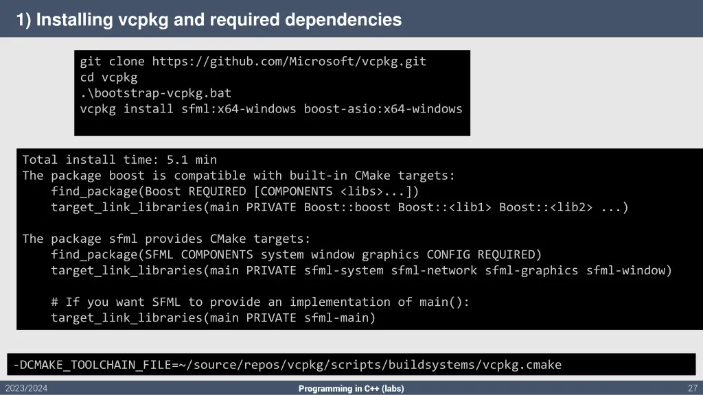 1 installing vcpkg and required dependencies