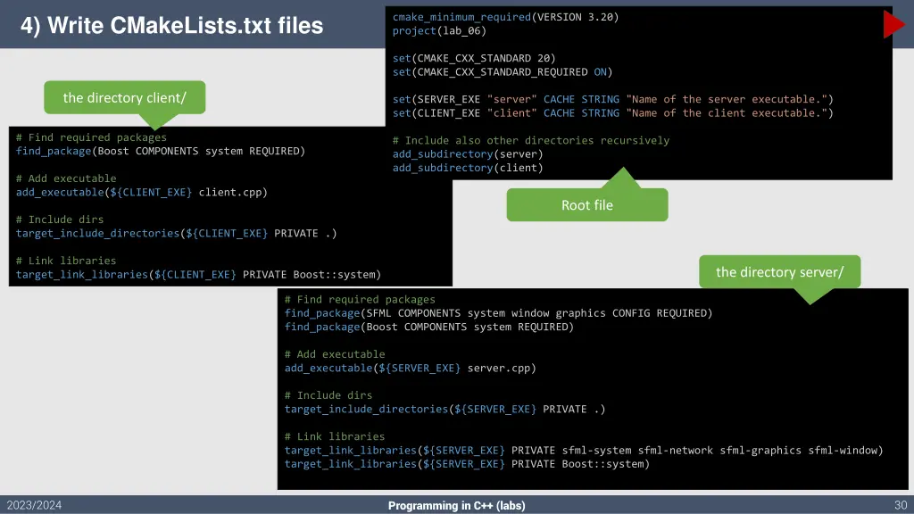 4 write cmakelists txt files