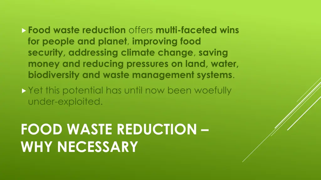 food waste reduction offers multi faceted wins