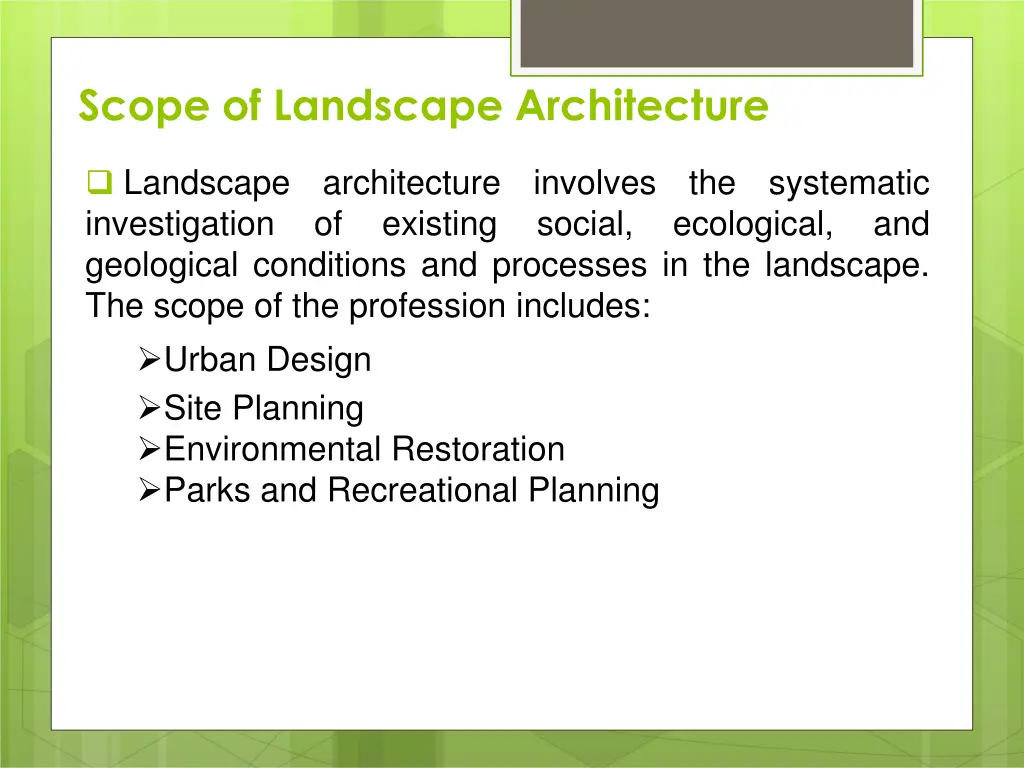 scope of landscape architecture