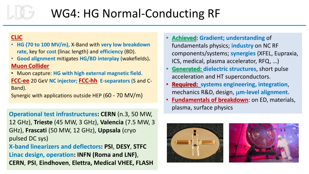 wg4 hg normal conducting rf