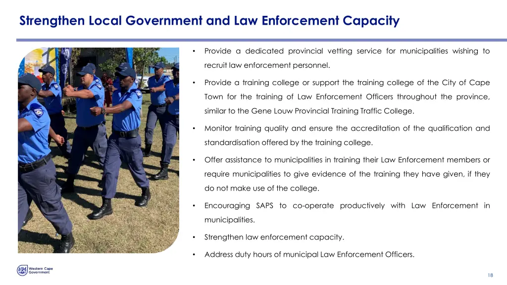 strengthen local government and law enforcement