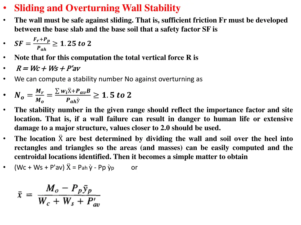 sliding and overturning wall stability the wall