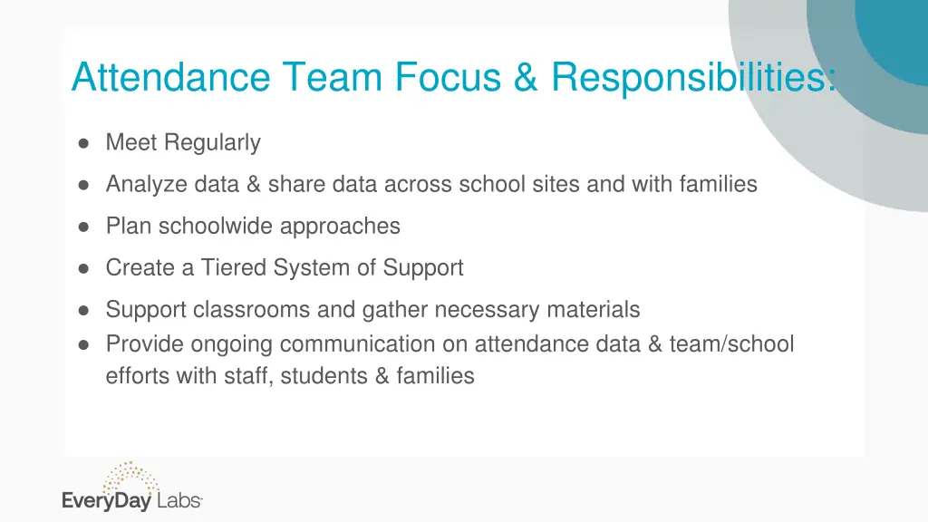 attendance team focus responsibilities