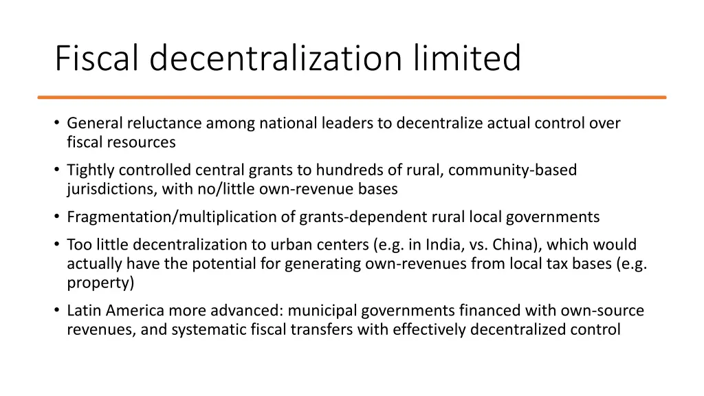fiscal decentralization limited