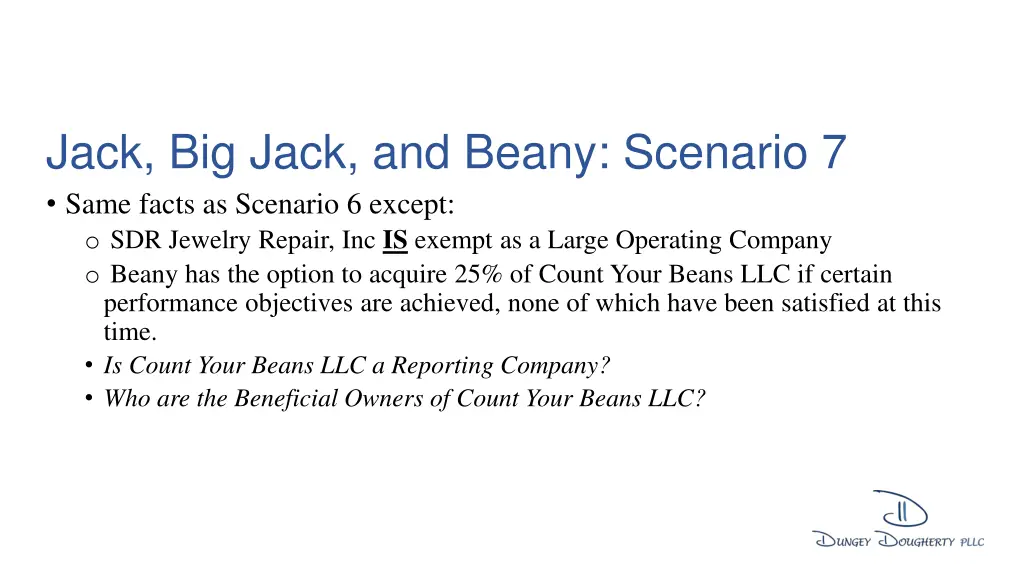 jack big jack and beany scenario 7 same facts