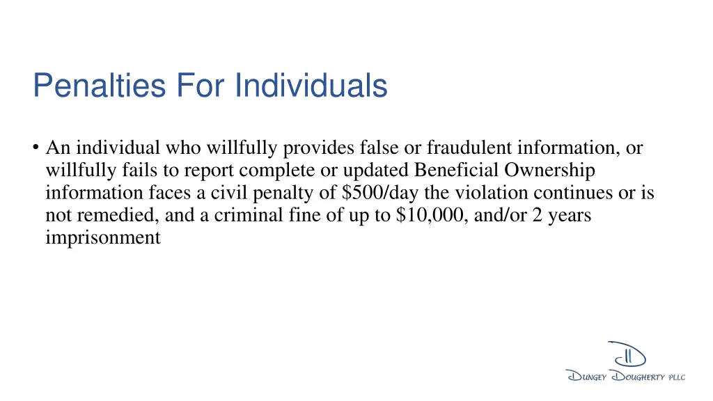 penalties for individuals