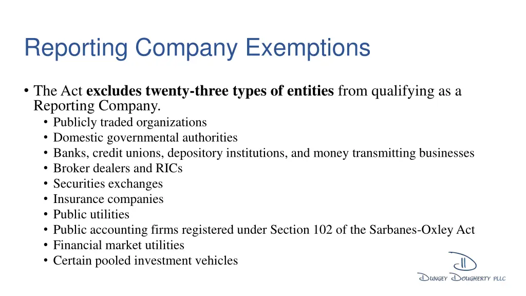 reporting company exemptions