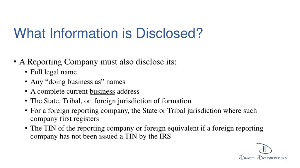 what information is disclosed 1