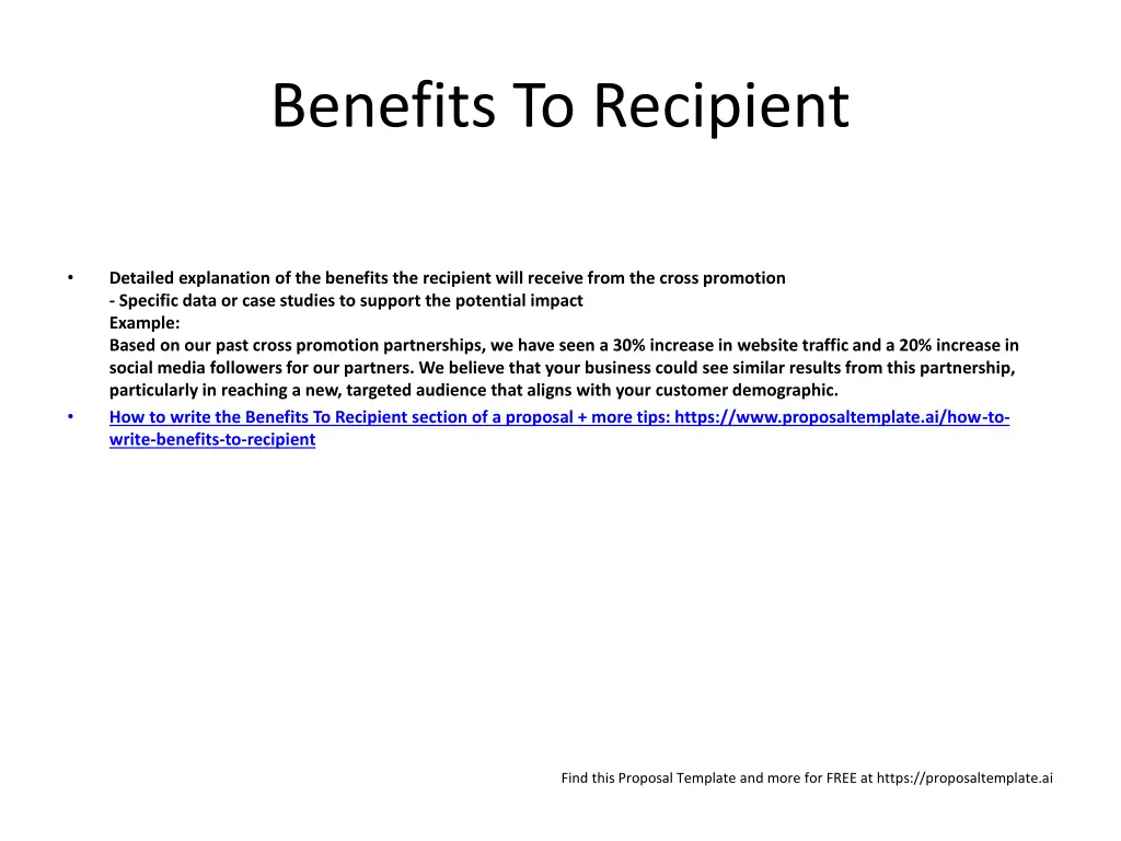 benefits to recipient