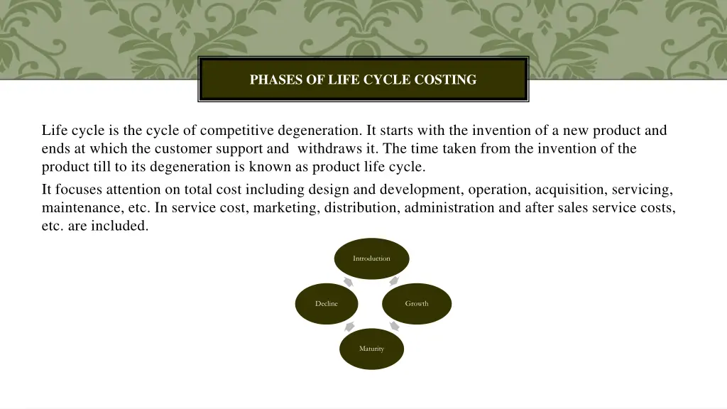 phases of life cycle costing