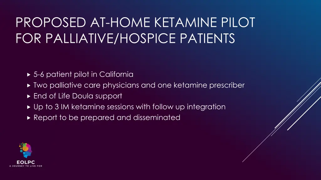 proposed at home ketamine pilot for palliative