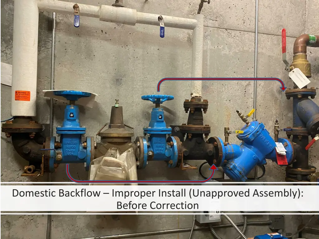 domestic backflow improper install unapproved