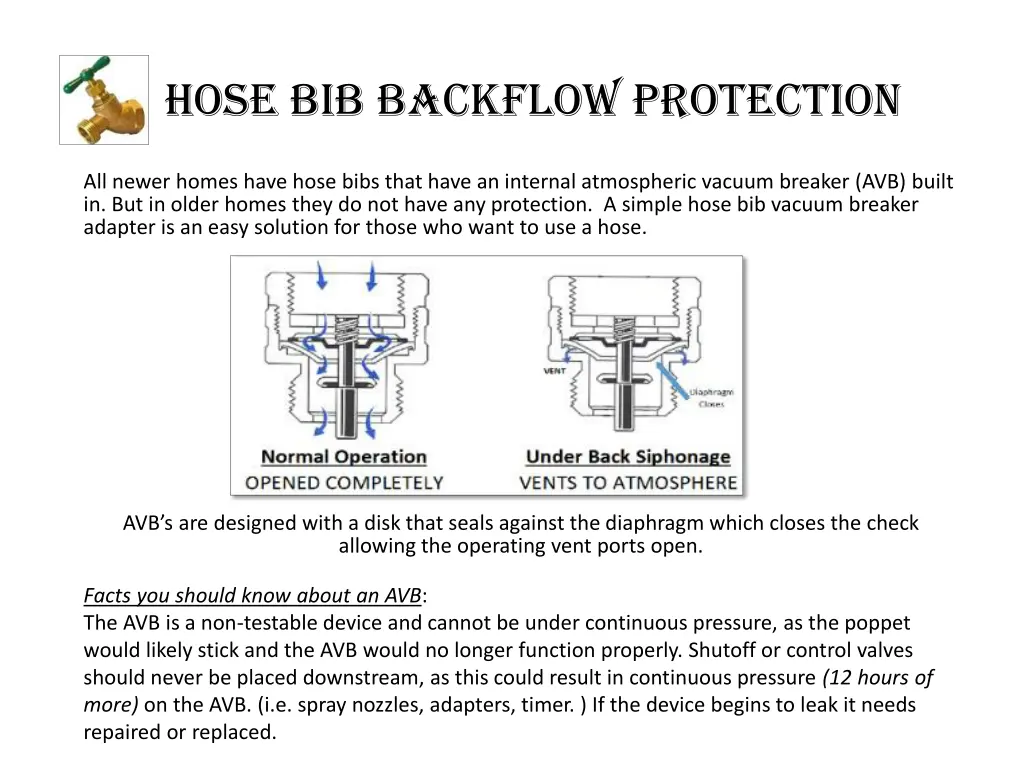 hose bib backflow protection