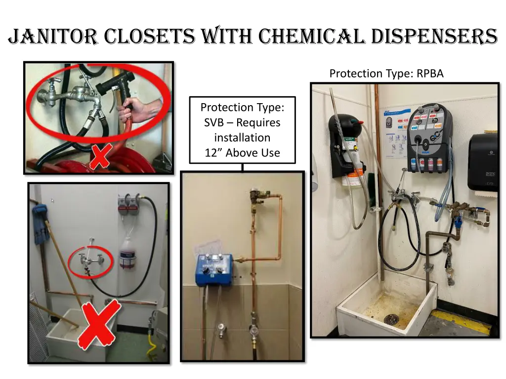 janitor closets with chemical dispensers