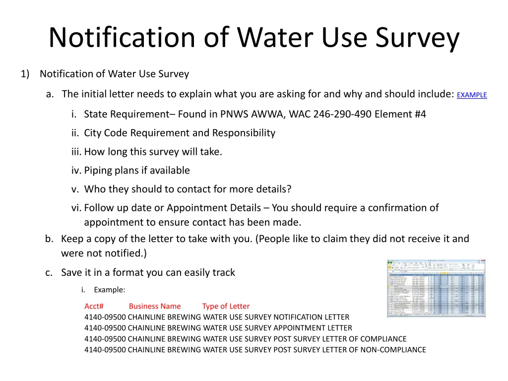 notification of water use survey