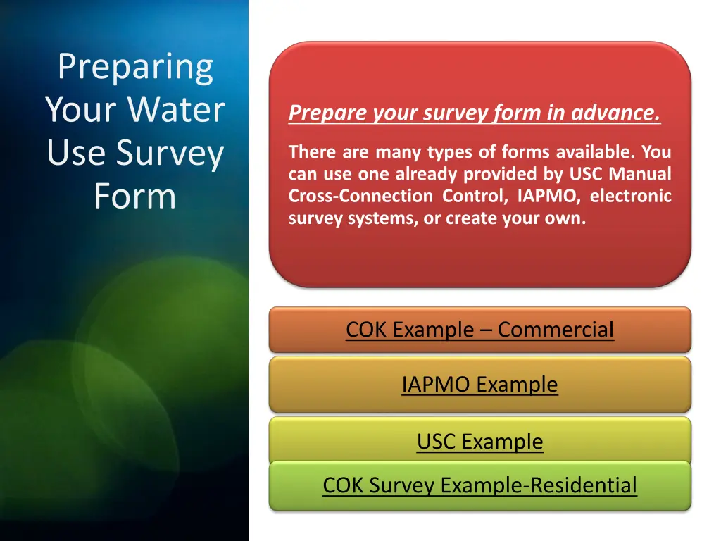 preparing your water use survey form