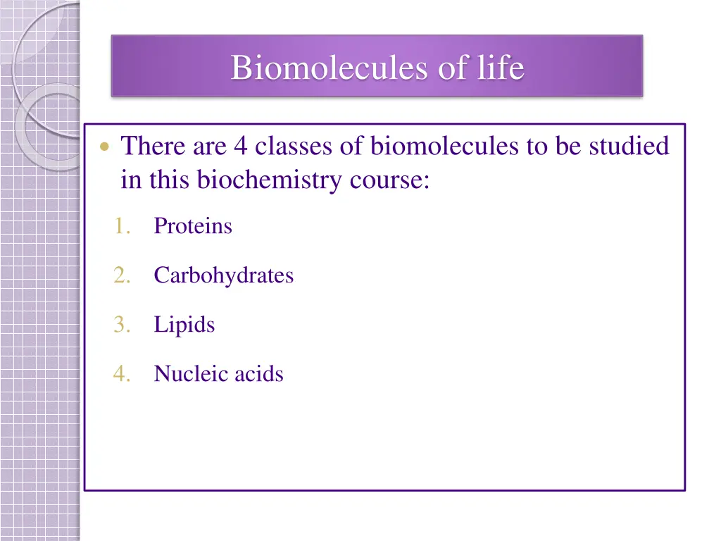 biomolecules of life