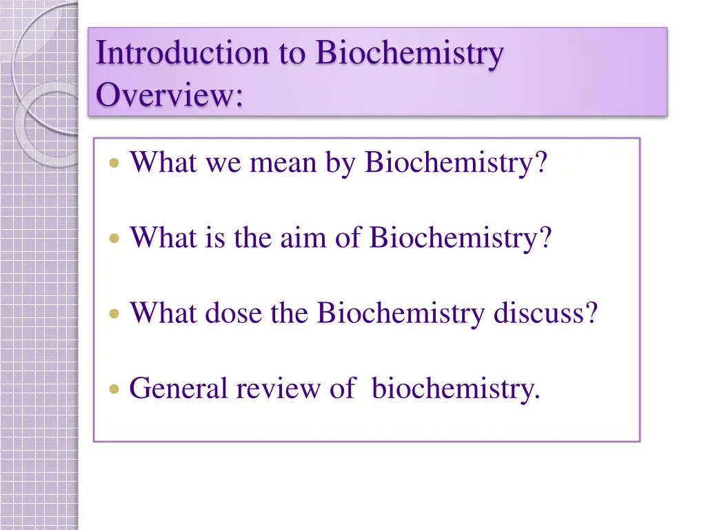 introduction to biochemistry overview