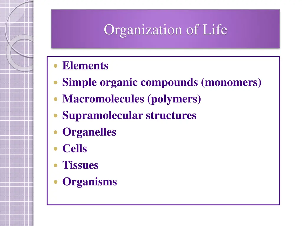 organization of life