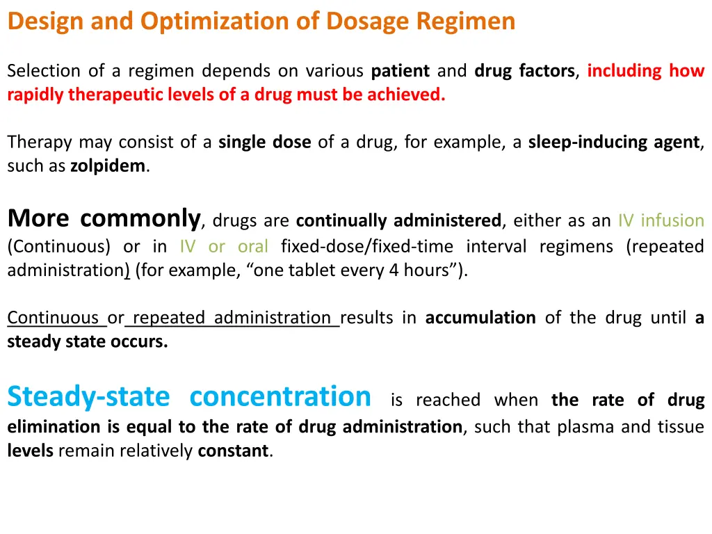 design and optimization of dosage regimen