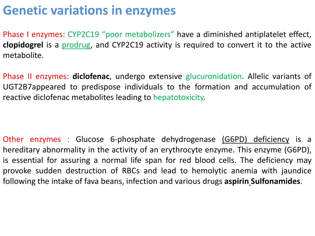 genetic variations in enzymes 1