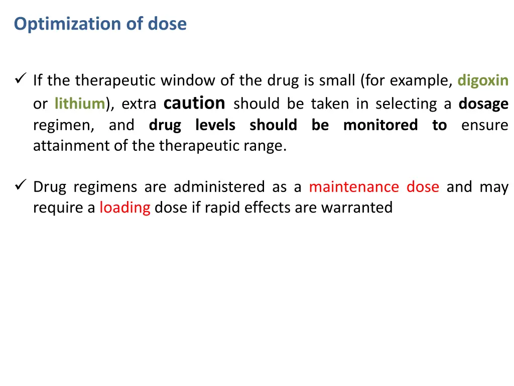 optimization of dose