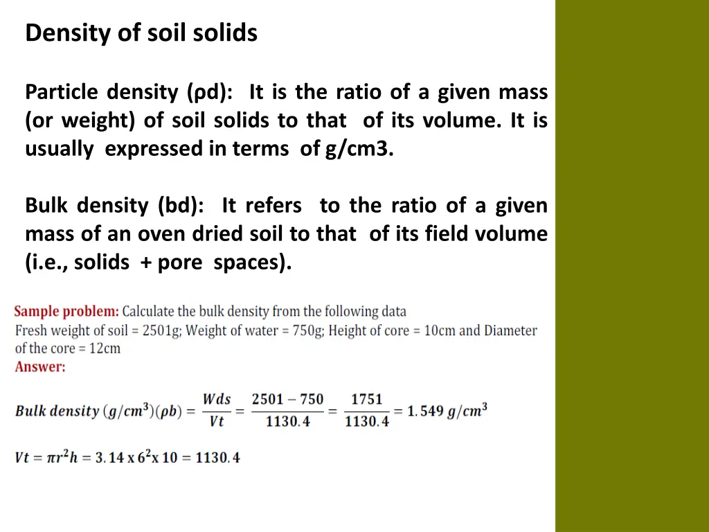 density of soil solids