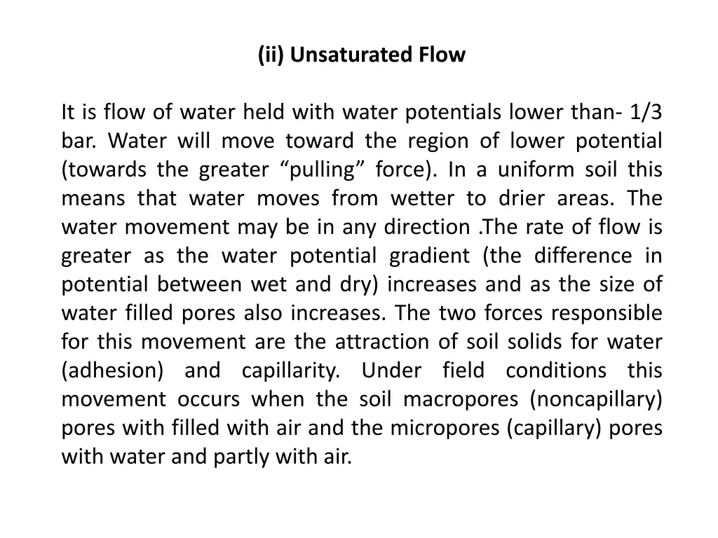 ii unsaturated flow