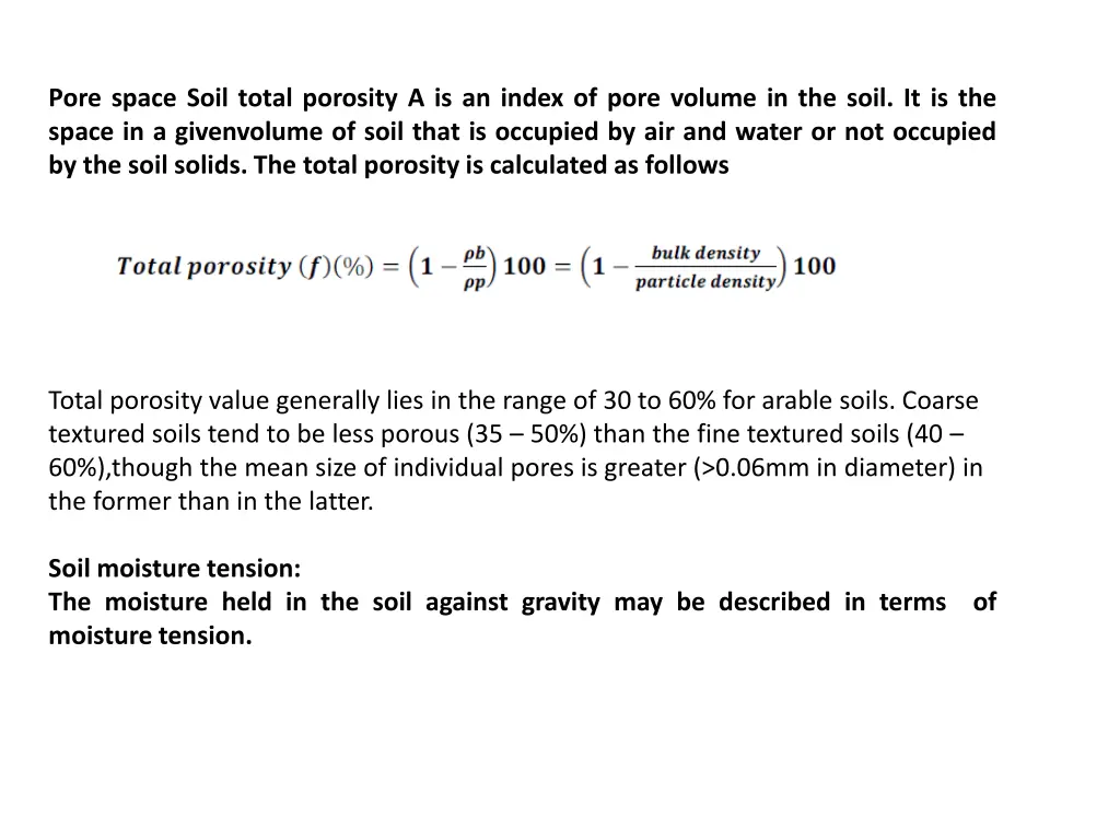 pore space soil total porosity a is an index
