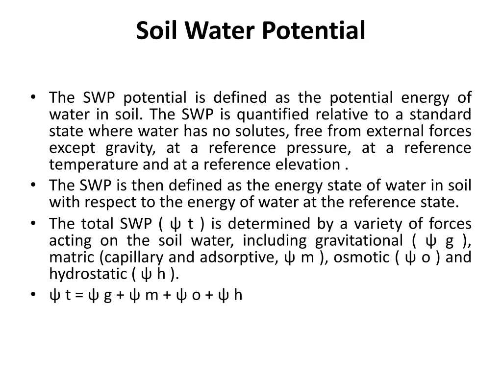 soil water potential