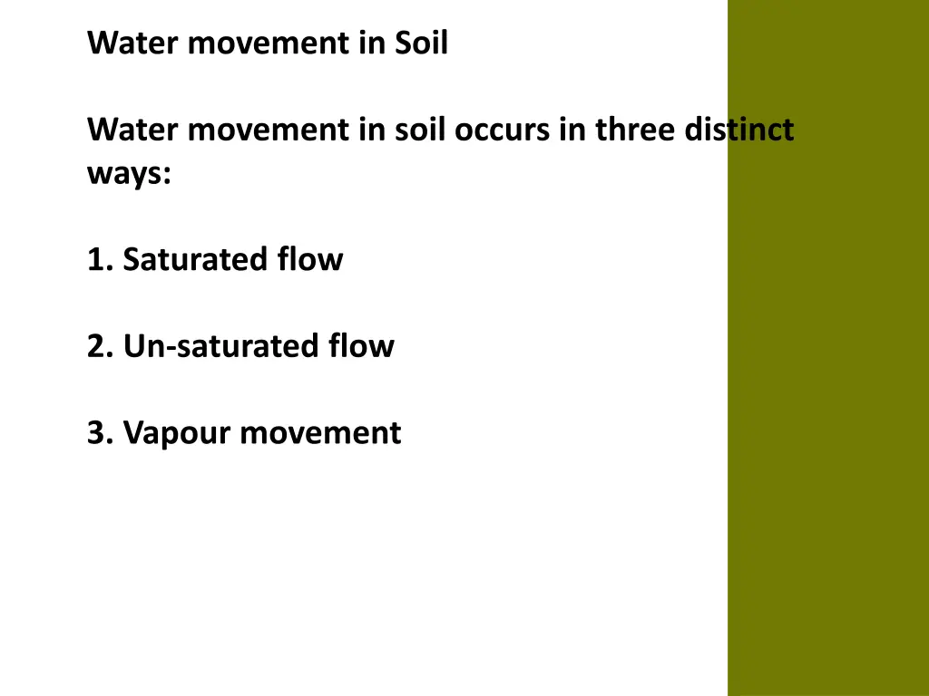 water movement in soil