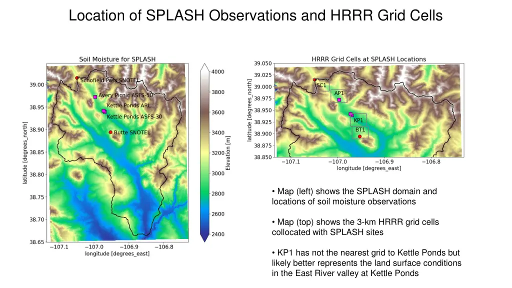 location of splash observations and hrrr grid