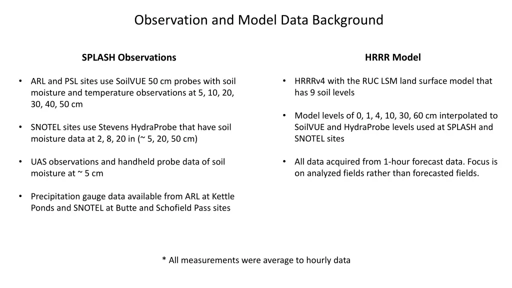 observation and model data background