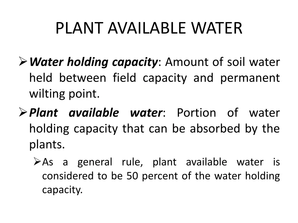 plant available water