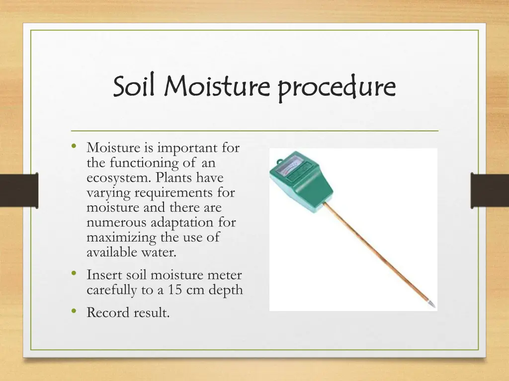 soil moisture procedure soil moisture procedure