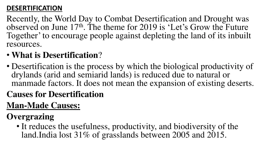 desertification recently the world day to combat