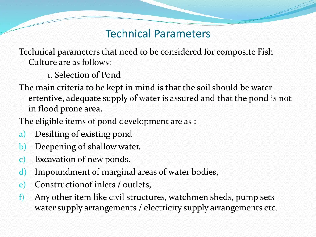 technical parameters