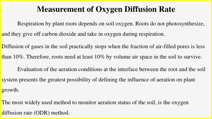 measurement of oxygen diffusion rate