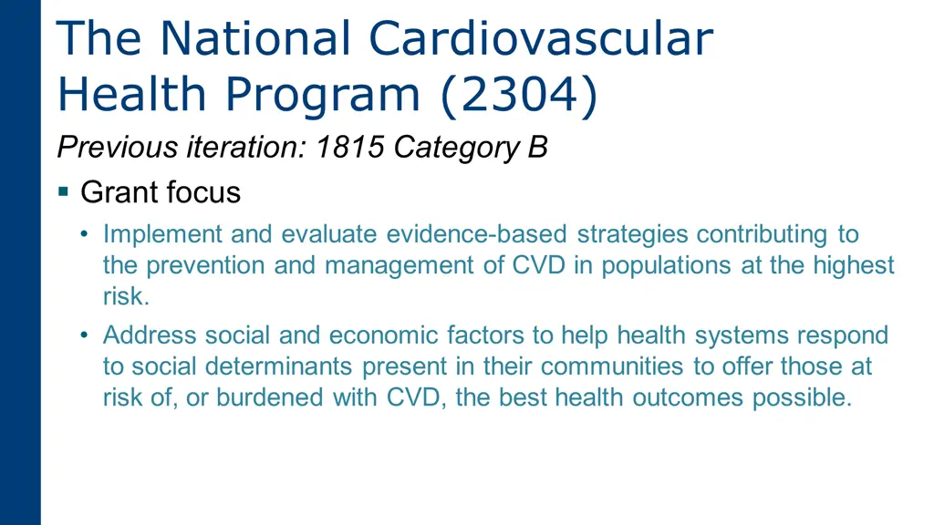 the national cardiovascular health program 2304