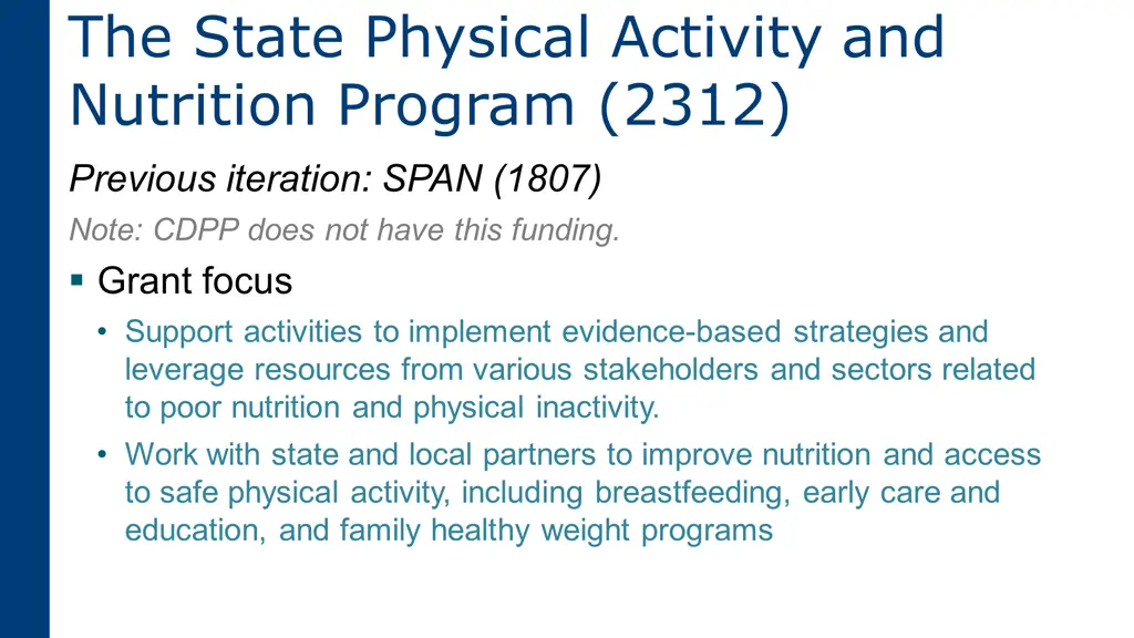 the state physical activity and nutrition program