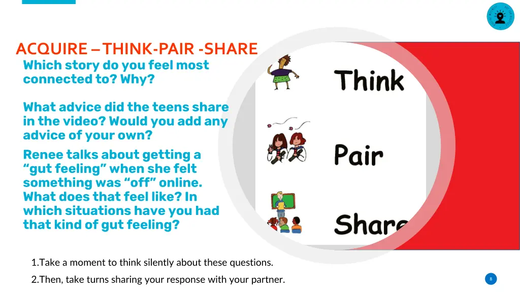 acquire think pair share which story do you feel