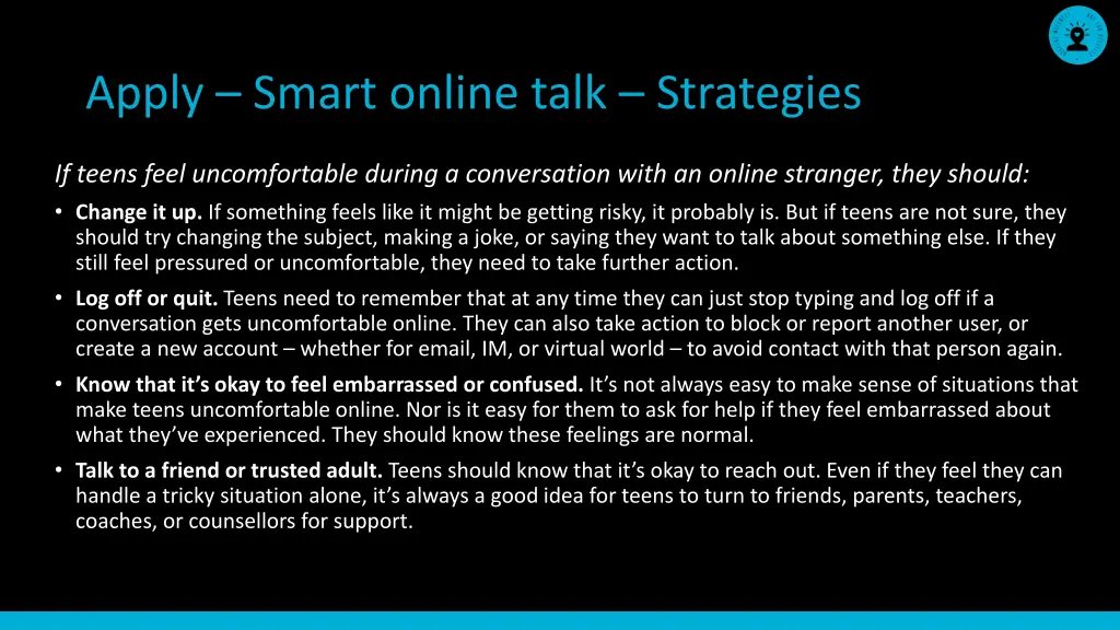 apply smart online talk strategies